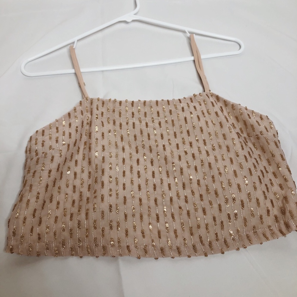 Sequenced Crop Top Party Blouse